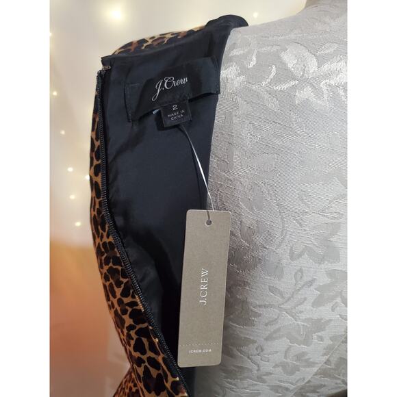 J. Crew NWT Leopard Animal Print Sheath Dress Womens Size 2 Bi-Stretch Cotton - Picture 8 of 13